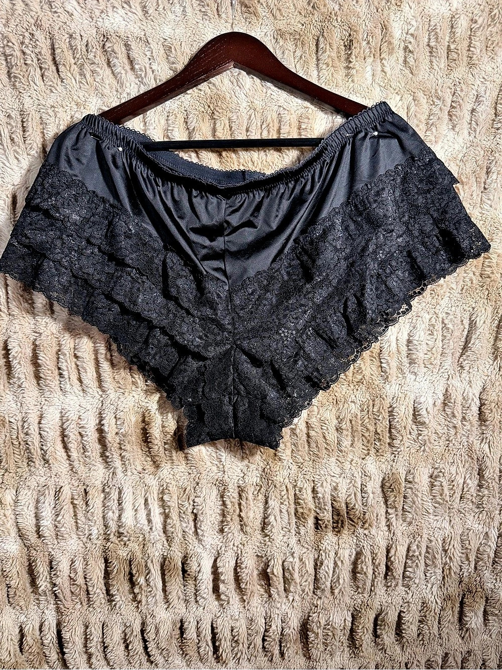 Torrid Nightfall Micro Shine and Lace Ruffle Short Lace Ruffle Short Black Size